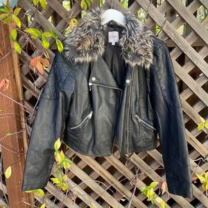 Leather Jacket with Faux Fur / Size L (fits like a medium) / Candie’s